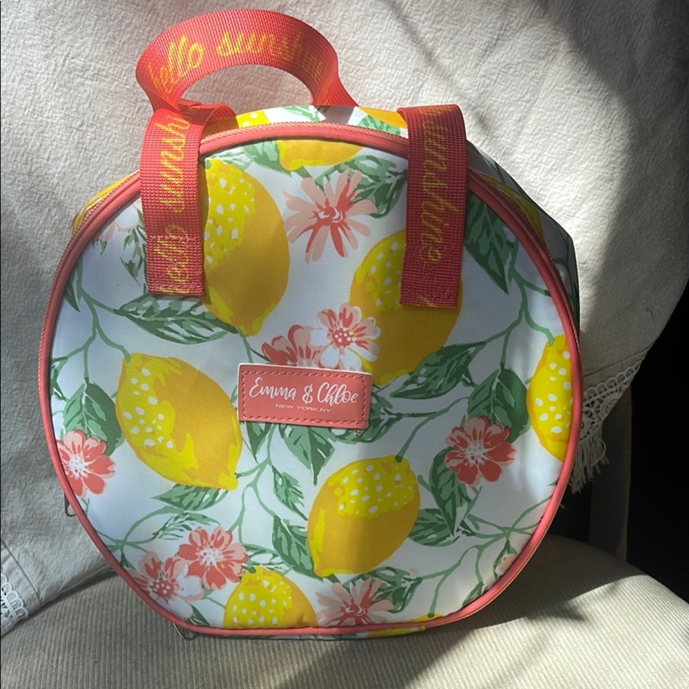 Emma & Chloe lemon floral insulated lunchbox hello Sunshine NEW